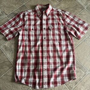 Carhartt Men's Shirt Small Red White Plaid Short Sleeve Original Fit Button-Down